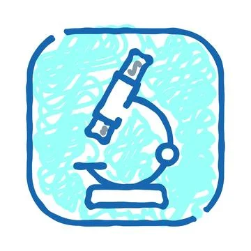 Microscope science research doodle blue icon design 库存插图
