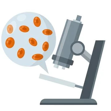 Microscope. Scientific equipment of laboratory. Study of microcosm Illustrazione stock