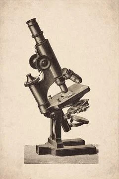Microscope Scientific Instrument Engraving Stock Illustration
