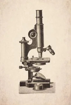 Microscope Scientific Instrument Engraving Stock Illustration