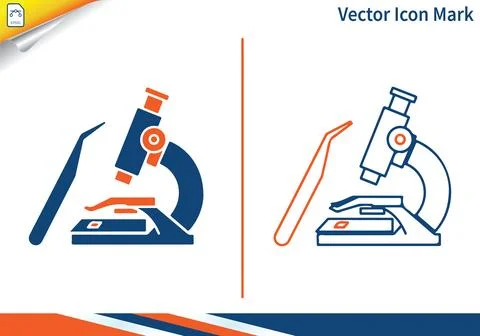 A microscope for scientific research and analysis icon mark vector. Stock Illustration