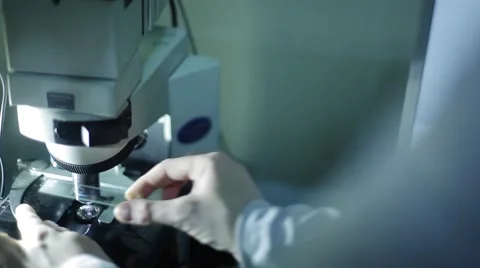 Microscope set the glass plate with material for research Stock Footage 53836274