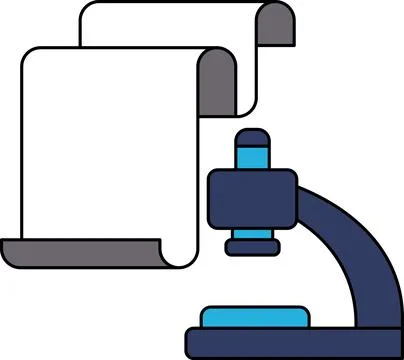 A microscope is shown with a piece of paper on top of it Stock Illustration