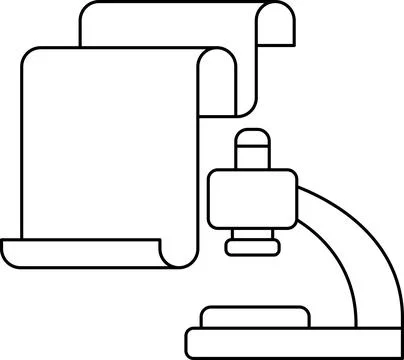 A microscope is shown with a piece of paper on top of it Stock Illustration