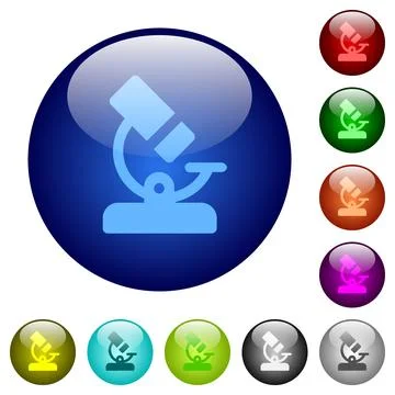 Microscope solid color glass buttons Stock Illustration