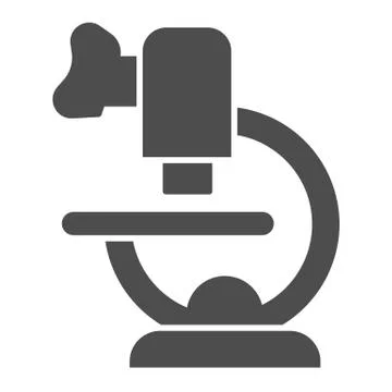 Microscope solid icon. Laboratory tool with zoom lens. Biology subject vector Illustrazione stock