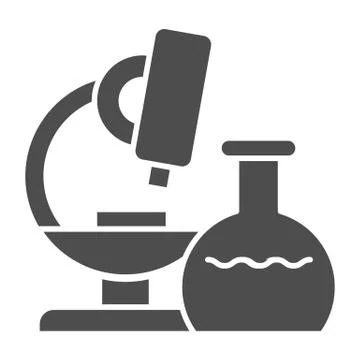 Microscope solid icon. Research vector illustration isolated on white Illustrazione stock