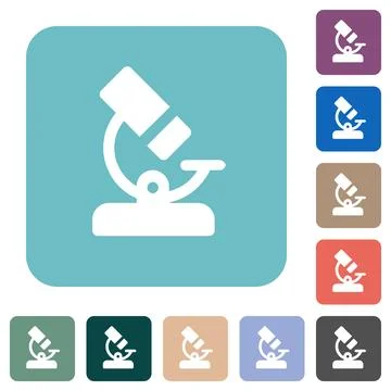 Microscope solid rounded square flat icons Illustrazione stock