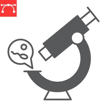 Microscope sperm glyph icon Stock Illustration