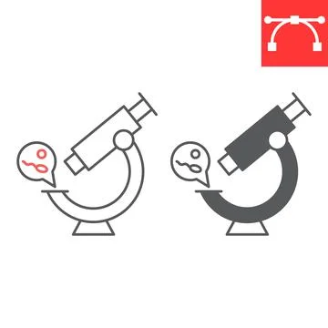 Microscope sperm line and glyph icon Stock Illustration