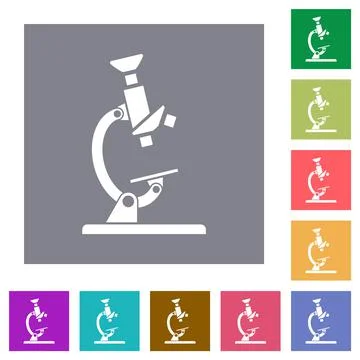 Microscope square flat icons Stock Illustration