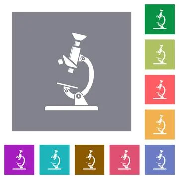 Microscope square flat icons Stock Illustration