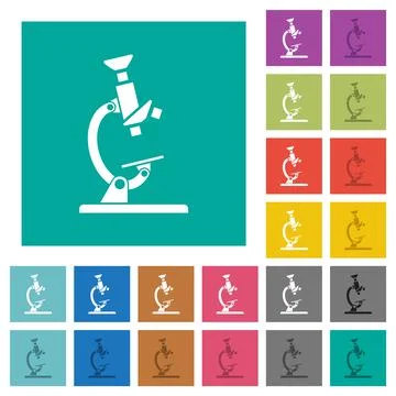 Microscope square flat multi colored icons Illustrazione stock