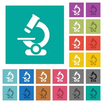 Microscope square flat multi colored icons Illustrazione stock