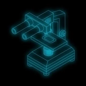 Microscope standing on a table with a black background 스톡 일러스트