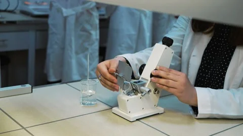 Microscope on the table Stock Footage 169518302