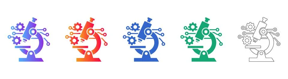 Microscope Technology Icon Set Stock Illustration