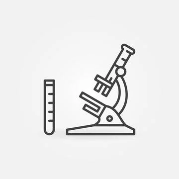 Microscope with Test Tube vector concept outline icon or sign Illustrazione stock