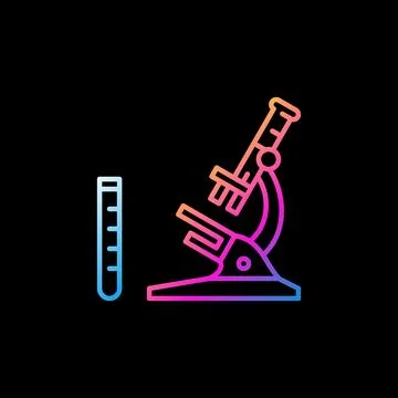 Microscope with Test Tube vector concept colorful line icon Stock Illustration
