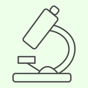 Microscope thin line icon. Biology science laboratory tool outline style Stock Illustration