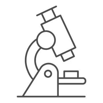 Microscope thin line icon, education concept, Biochemistry and microbiology Illustrazione stock