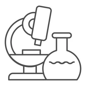 Microscope thin line icon. Research vector illustration isolated on white イラスト素材