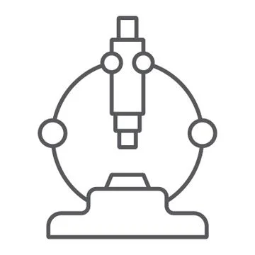 Microscope thin line icon, scientific and equipment, laboratory magnify sign Stock Illustration