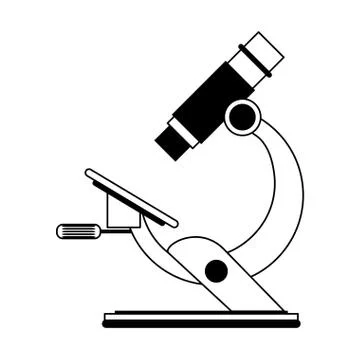 Microscope tool scientific isolated in black and white Ilustração Stock