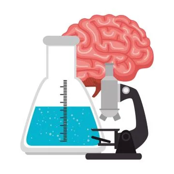 Microscope with tube test and brain Stockillustratie