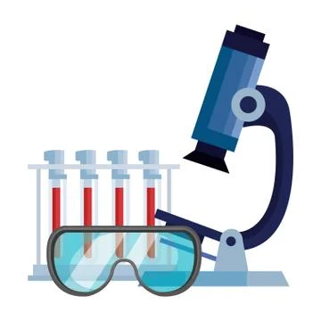 Microscope with tubes test and goggles protection イラスト素材