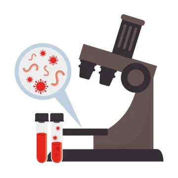 Microscope with tubes test of covid 19 イラスト素材