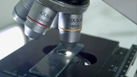 Microscope is used for conducting planned, research experiments, educational Stock Photos