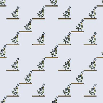 Microscope vector Chemistry colored seamless pattern Stock Illustration