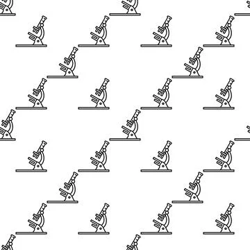 Microscope vector Chemistry outline seamless pattern イラスト素材