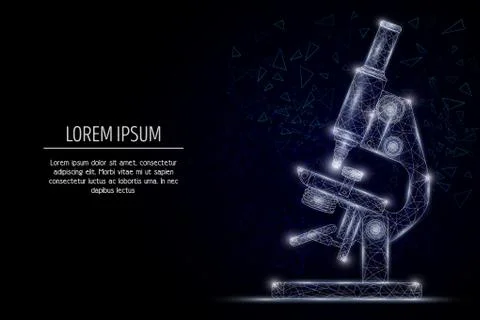 Microscope vector geometric polygonal art style design Illustrazione stock