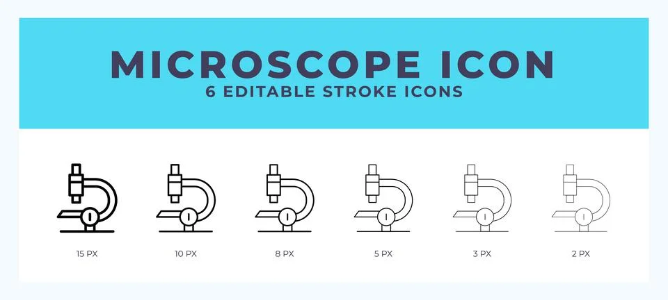 Microscope vector icon. With different stroke vector illustration. Stock Illustration