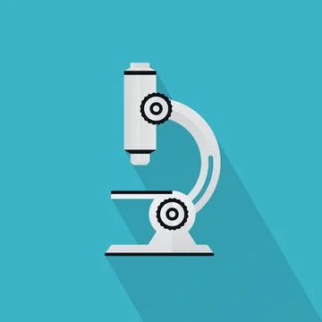 Microscope Vector icon with Long Shadow Stock Illustration