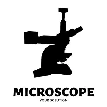 Microscope vector logo. Brand's logo in the form of a microscope Stock Illustration