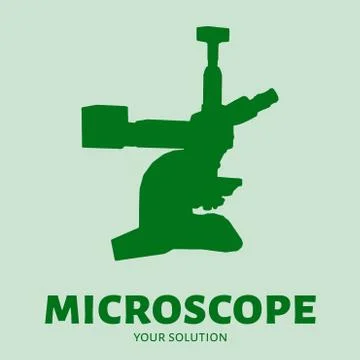 Microscope vector logo. Brand's logo in the form of a microscope Stock Illustration