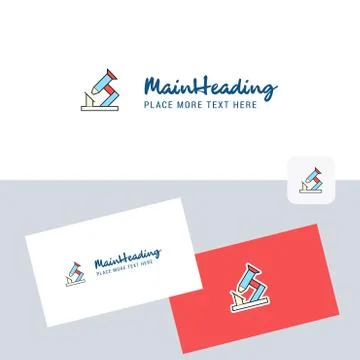 Microscope vector logotype with business card template. Elegant corporate ide Illustrazione stock