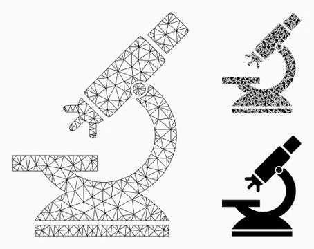 Microscope Vector Mesh Wire Frame Model and Triangle Mosaic Icon Illustrazione stock