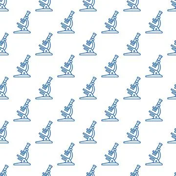 Microscope vector outline Seamless Pattern - Chemistry concept background イラスト素材