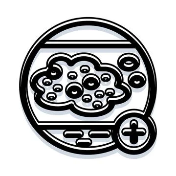 Microscope view analyzing cells research icon with plus sign Stock Illustration