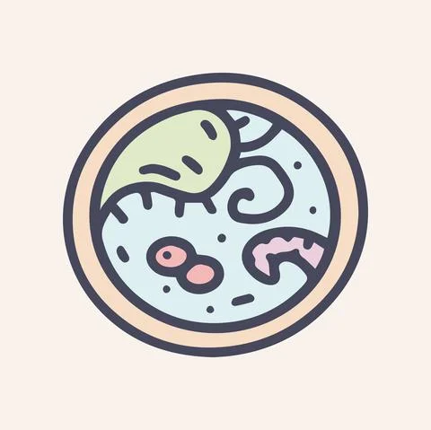 Microscope view color vector doodle icon design Stock Illustration