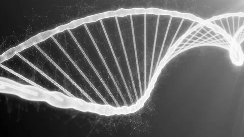 Microscope view to destruction of the dna helix strand for the molecules atoms Stock Footage 185670476