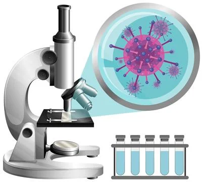 Microscope view germs and virus Stock Illustration