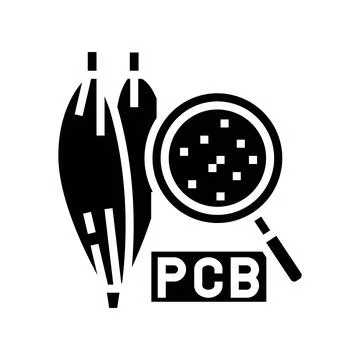 Microscope view pcb particles human tissue glyph icon vector illustration Stock Illustration