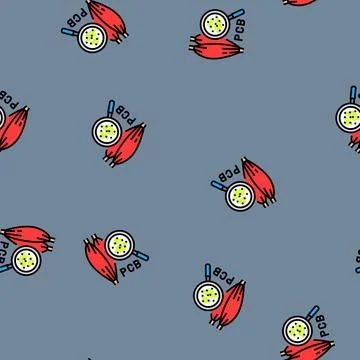 Microscope view pcb particles human tissue vector seamless pattern Illustrazione stock