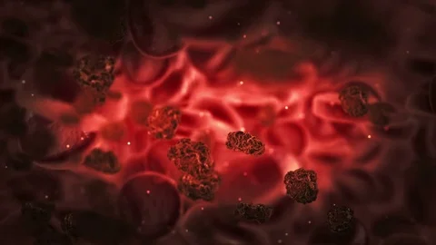 Microscope view of red blood cells and virus Stock-Footage 73655613