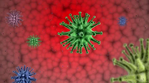 Microscope view of a virus in movement. 3d Rendering Stock Footage 131826608